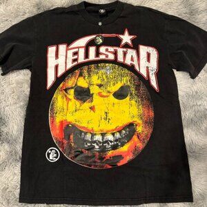 Hellstar Smiley Face Black Tee Mens Size Medium or Large